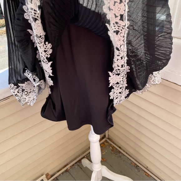 Tadashi Shoji Jean Pleated Chiffon Lace Top Size 18 - Picture 6 of 11